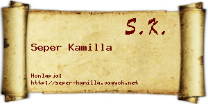 Seper Kamilla névjegykártya
